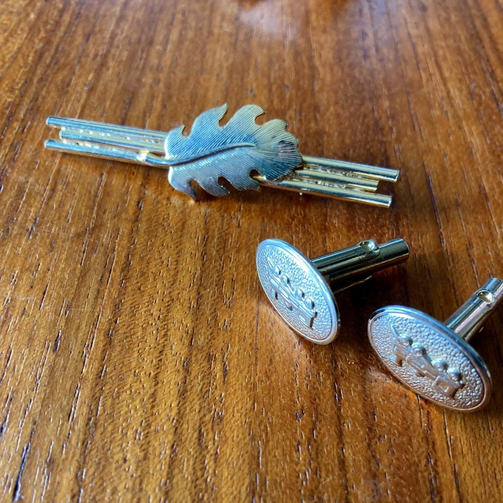 Tie clip and cuff links